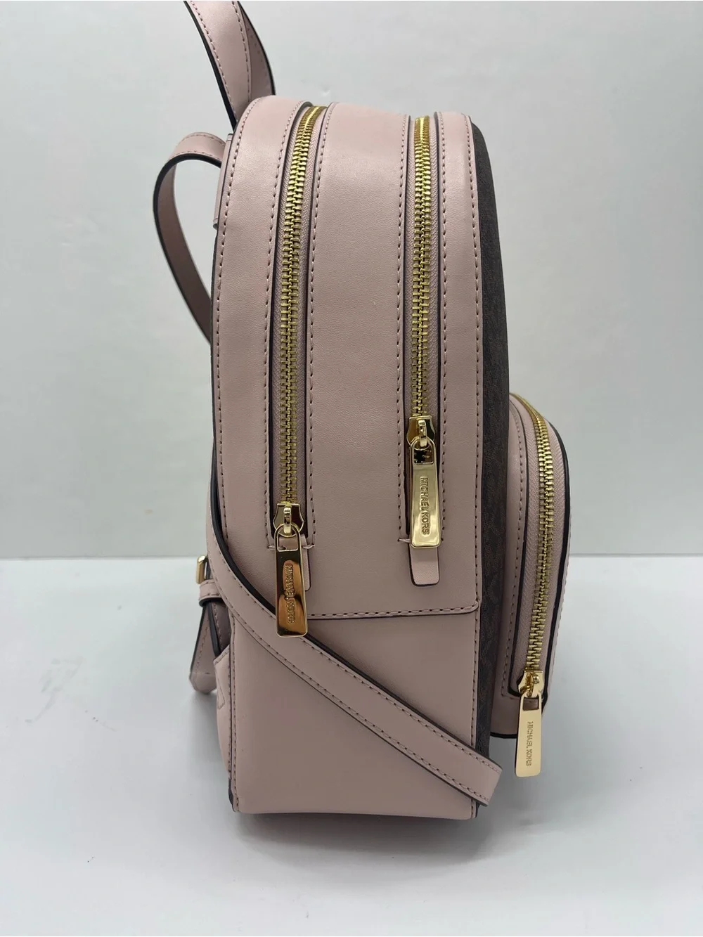 Michael Kors Jaycee Medium Zip Pocket Logo Backpack Powder Blush NWT